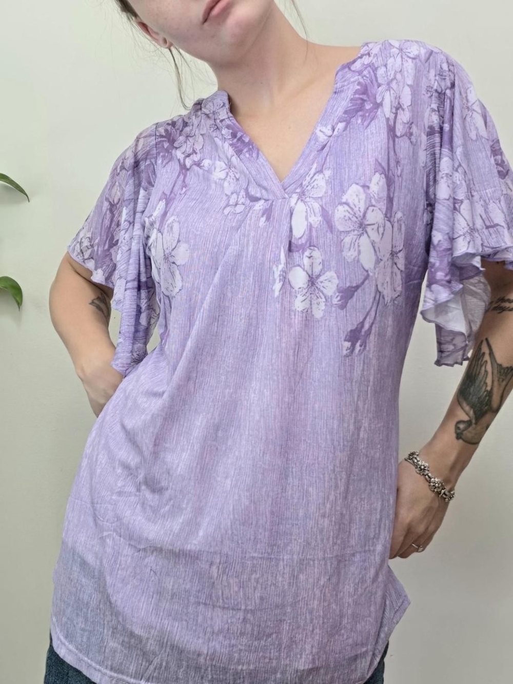 y2k floral fairy flowy sleeve top - Picture 2 of 7